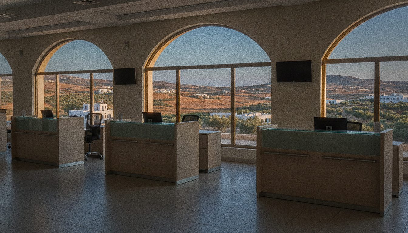 Mietwagenschalter in der Ankunftshalle des Flughafens Heraklion