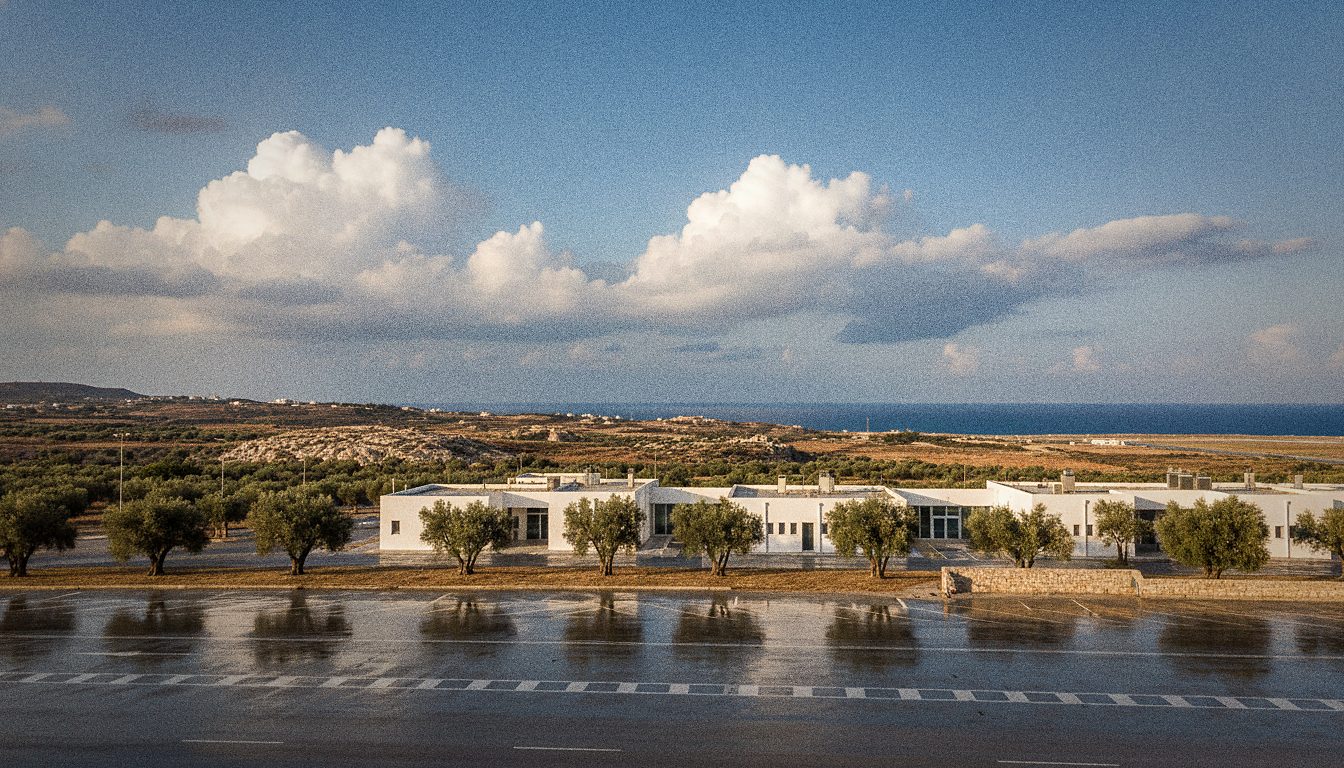 Taxistand vor der Ankunftshalle des Flughafens Heraklion
