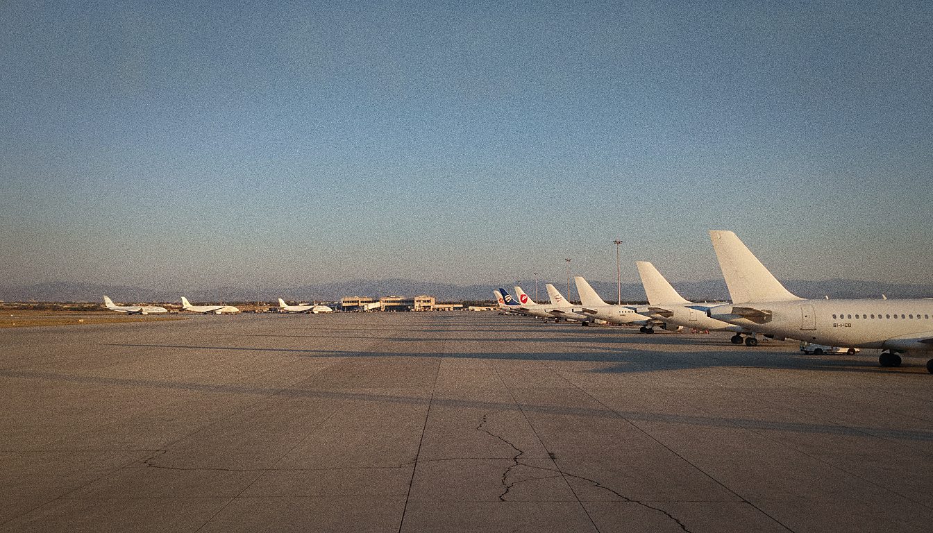 Vorfeld des Flughafens Heraklion mit parkenden Flugzeugen